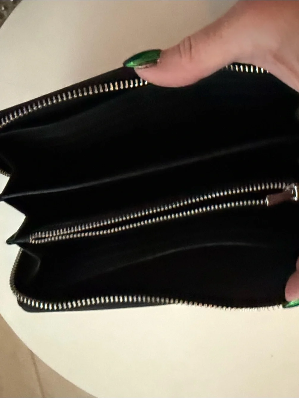 Coach Black Leather Zip Wallet with Silver Logo